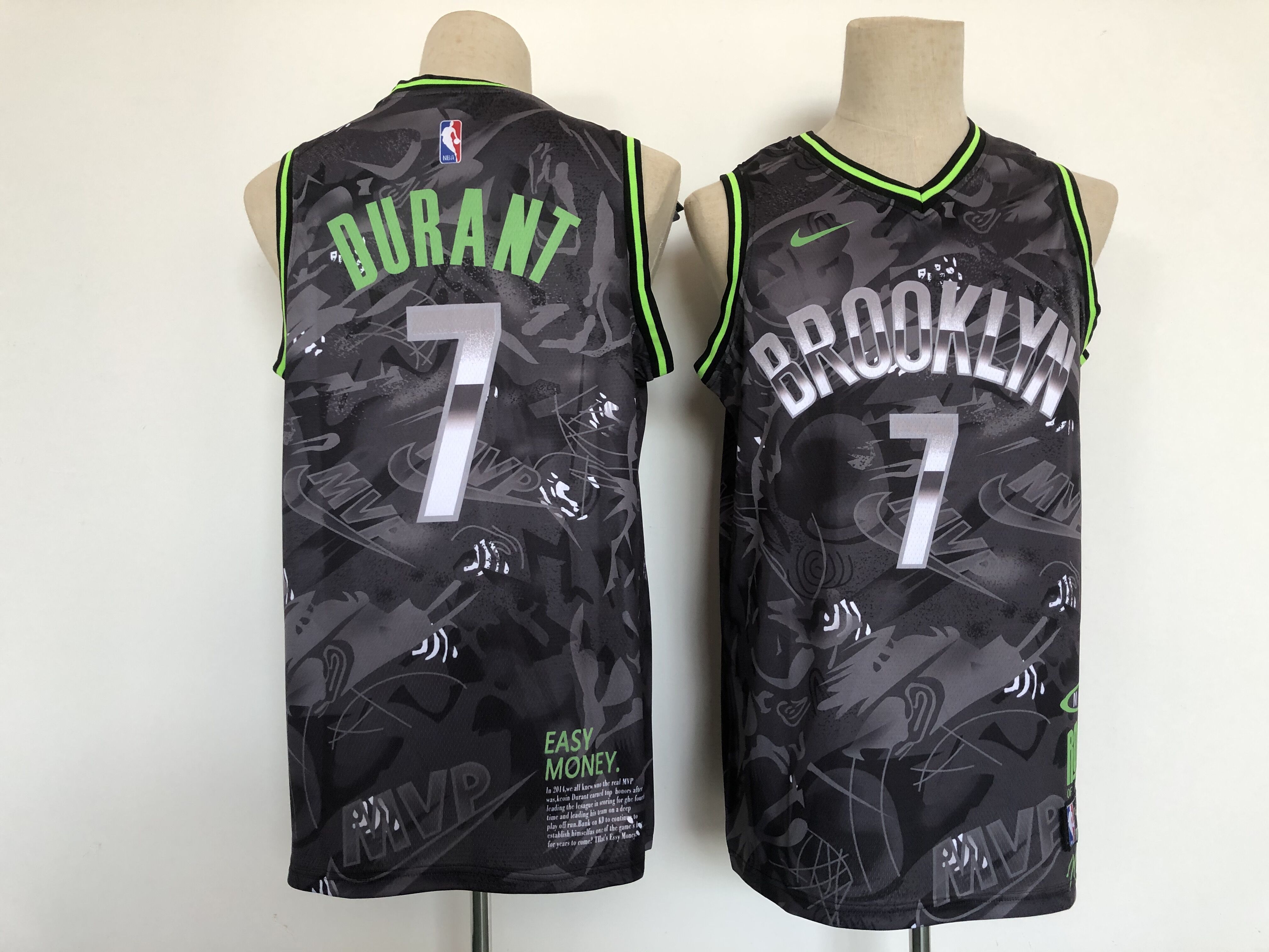 Men Brooklyn Nets 7 Durant Black MVP version Nike 2021 NBA Jerseys